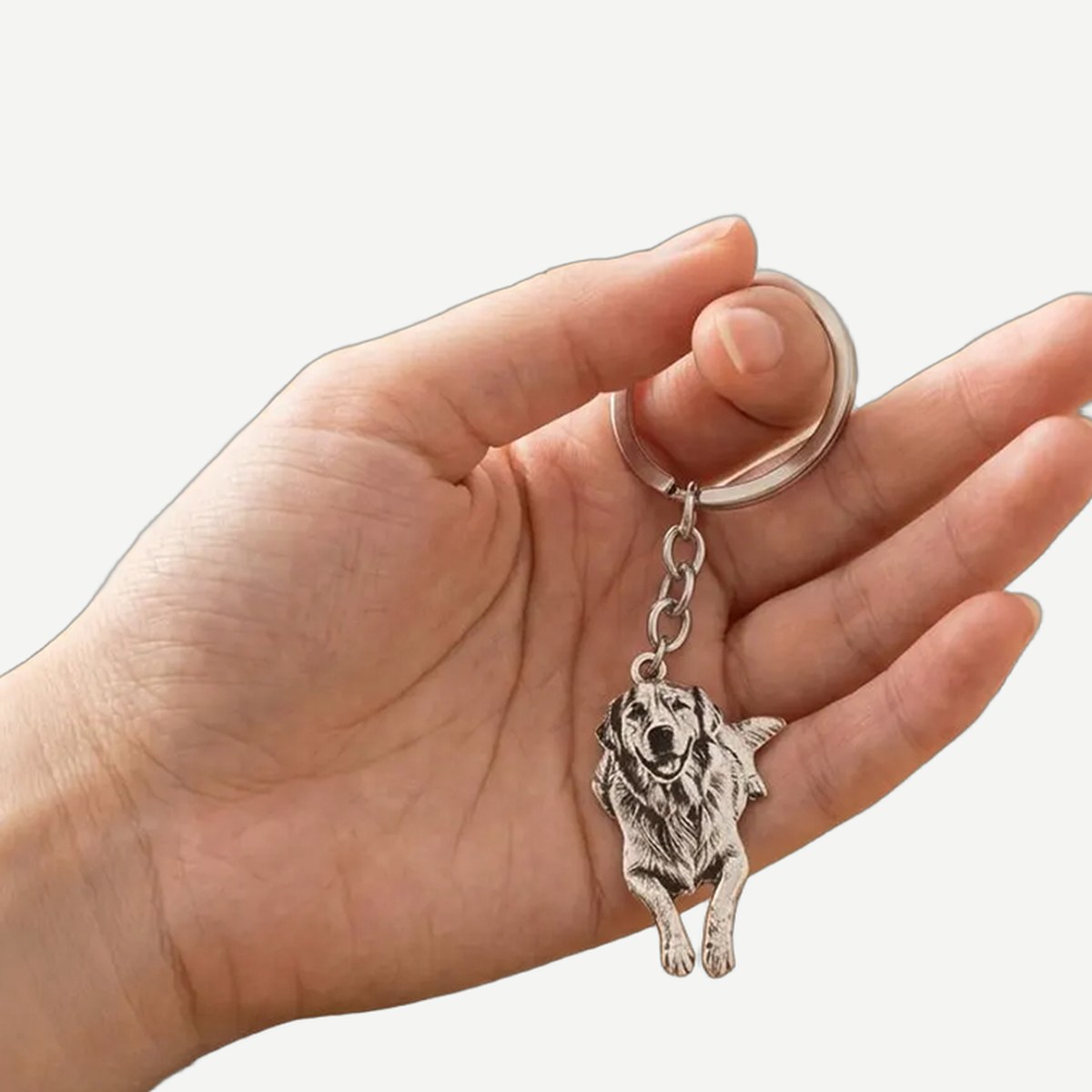 Detail van de metalen sleutelhanger